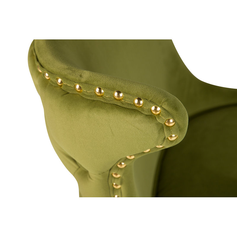 111.76cm H Tufted Velvet Upholstered Side Chair, Green/Black