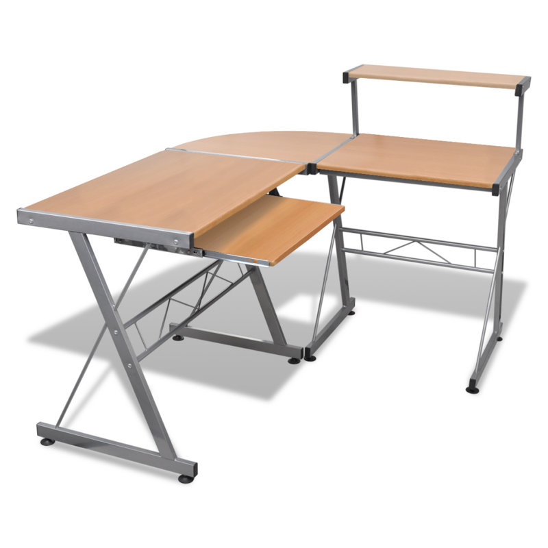 L-Shaped Computer Desk, Brown, 99cm H x 132cm W x 112cm D