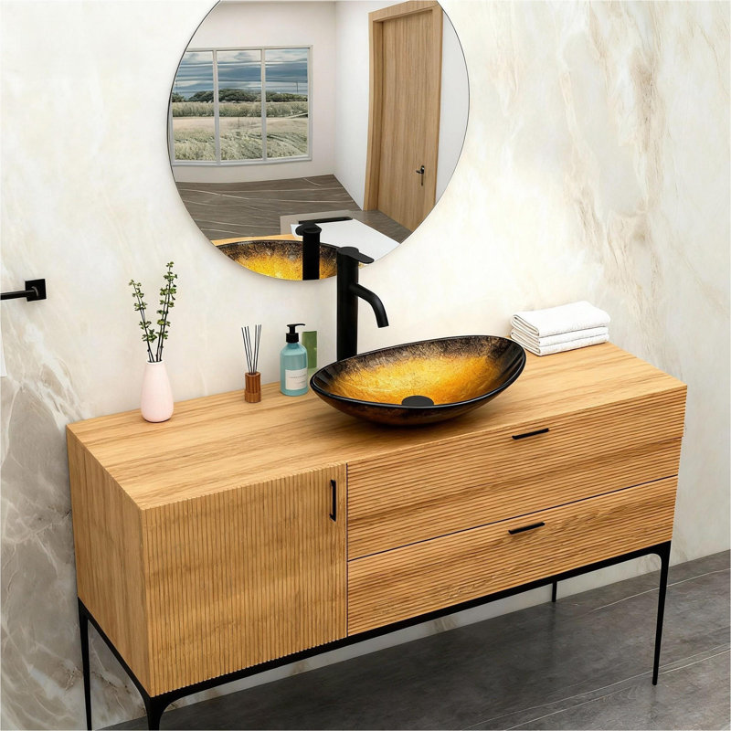Lavabo de salle de bain vasque en verre trempé artistique avec bonde escamotable Artistic