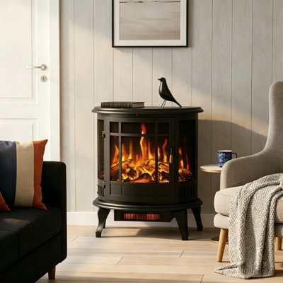 Foyer électrique rétro 1500 W, poêle à flamme portative 3D P 22,05 po x l 23,23 po x H 25,00 po