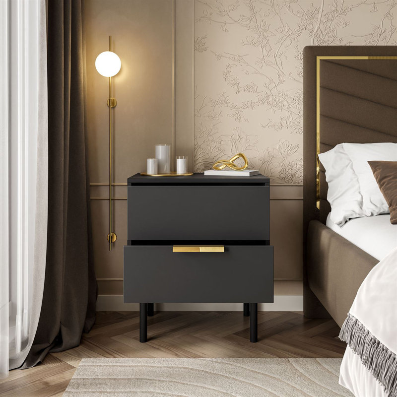 54cm W Bedside Table, Black