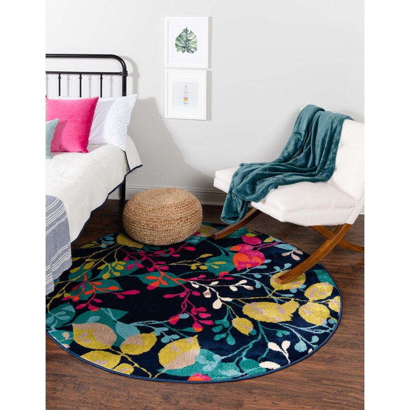 Analiese Floral Indoor Rug, Round 5'3"