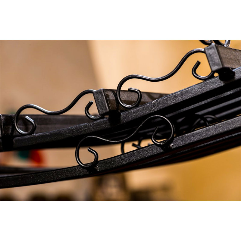 Paul 6 Bottle Hanging Wine Bottle & Glass Rack in Black