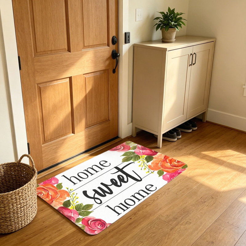 Tapis d'entrée 20 po x 32 po Watercolor Floral Home Sweet Home