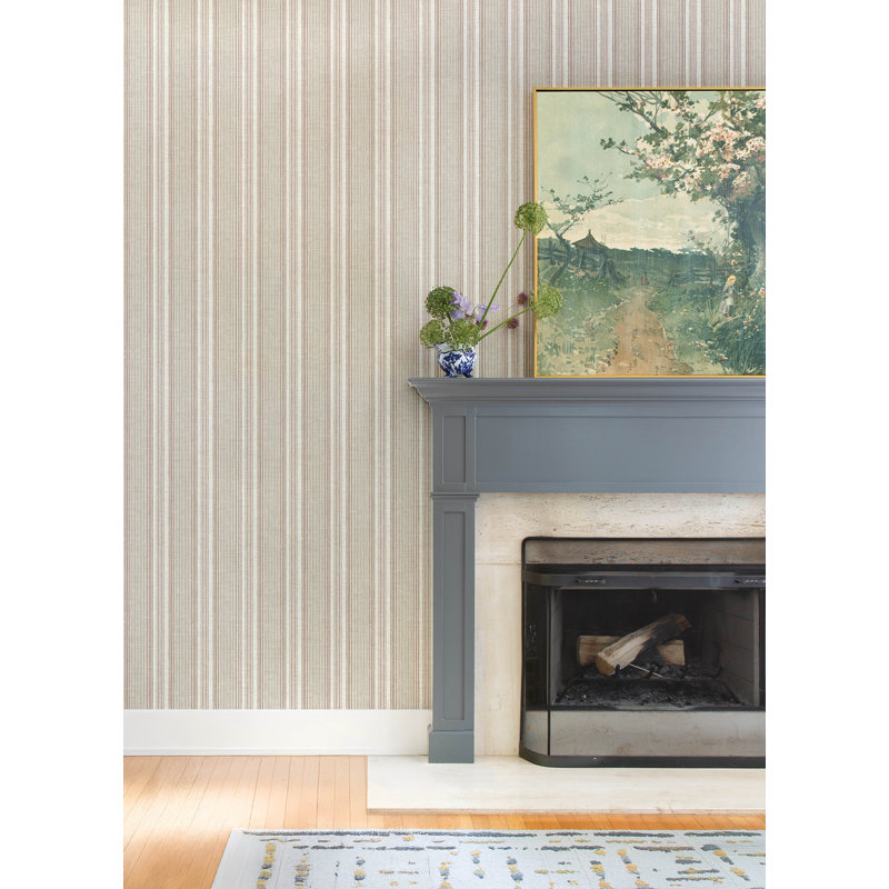Ayanna Light Green Striped Wallpaper, Red