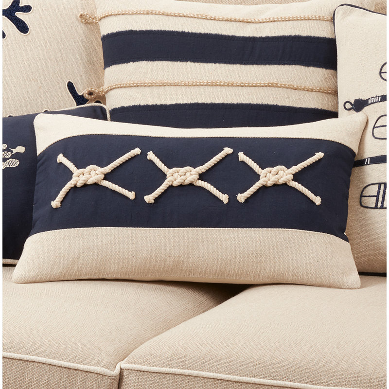 Naviguer Collection Appliqued Cotton Throw Pillow, Polyester/Polyfill