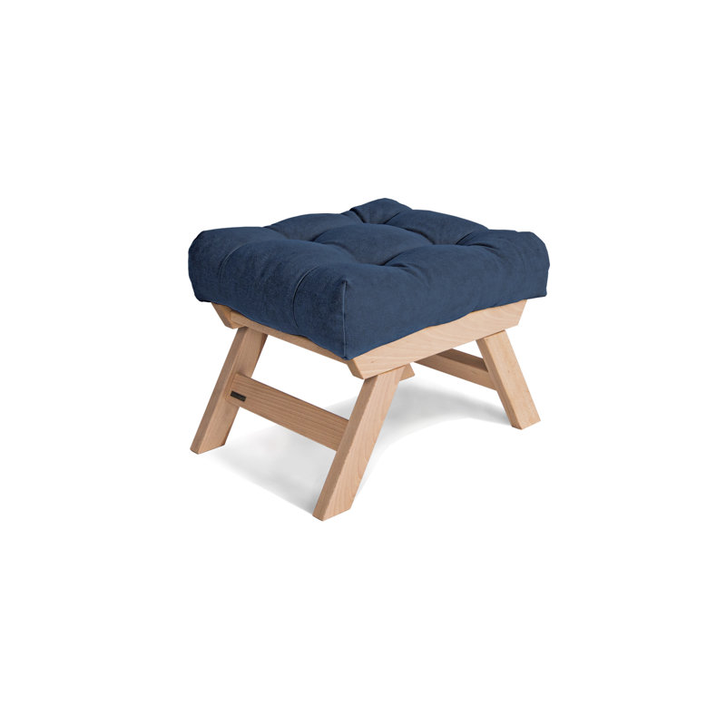 Doric 47cm Wide Solid Colour Ottoman, Natural, Blue