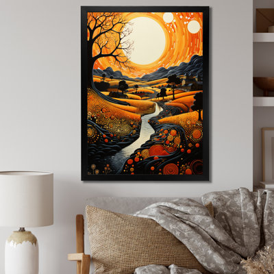 «Farmhouse Patterns Pointillism II - Landscape & Nature Wall Art Living Room»