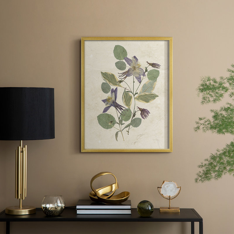 Pressed Arrangement IV, reproduction encadrée - bois massif, H 30 po x l 24 po, Doré