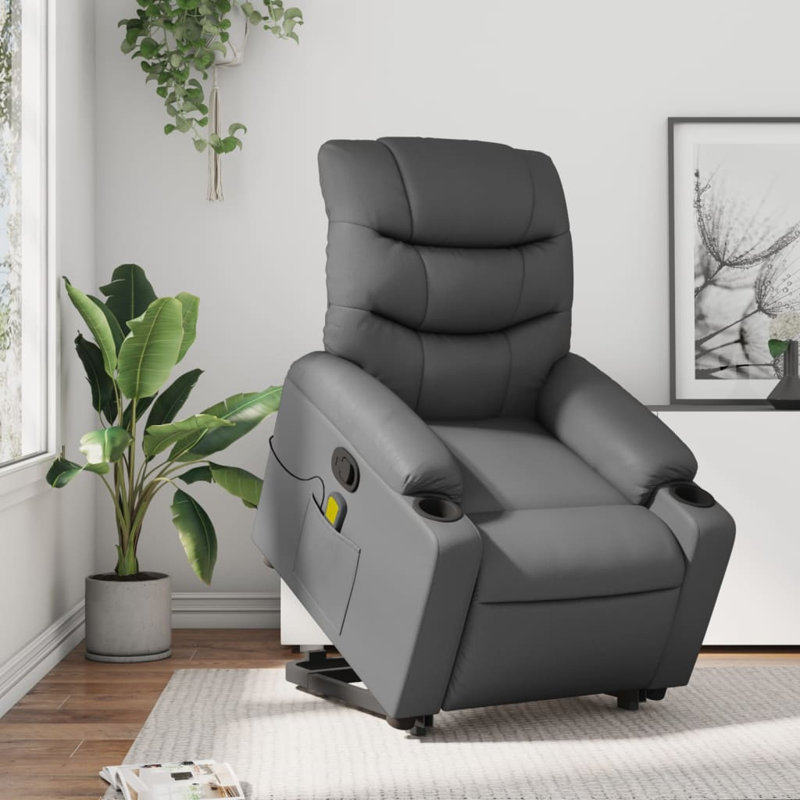 Fauteuil inclinable massant en simili-cuir, Similicuir gris