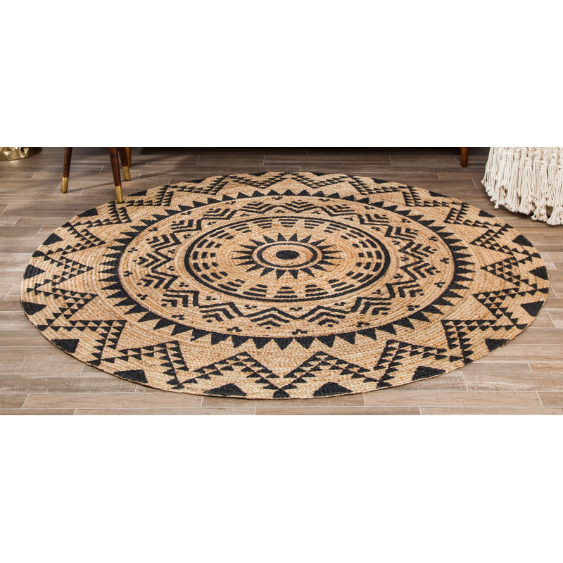 Tapis rond en jute et sisal tissé à la main Zinia, Rond 6 pi