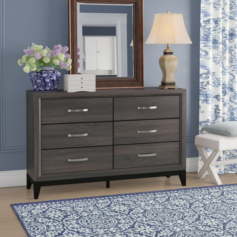 Aarit 6-Drawer Double Dresser in Weathered Gray