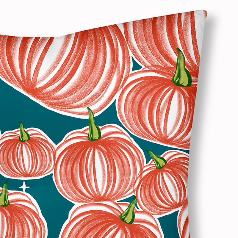Coussin 333_Pumpkins-A-Pleasant, 26 po x 26 po, Rouge / Bleu