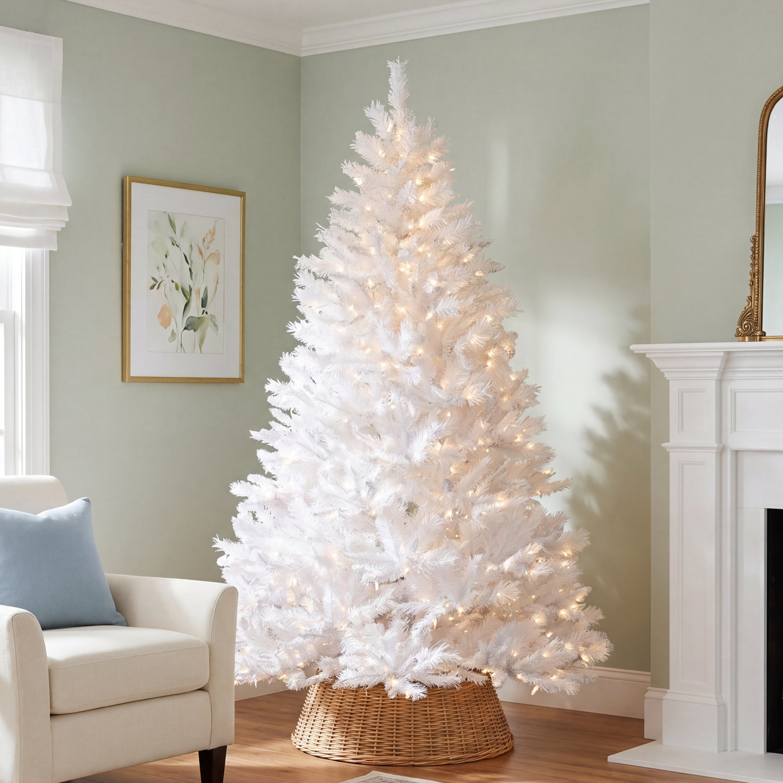 Pre-Lit White Pine Christmas Tree, 7'