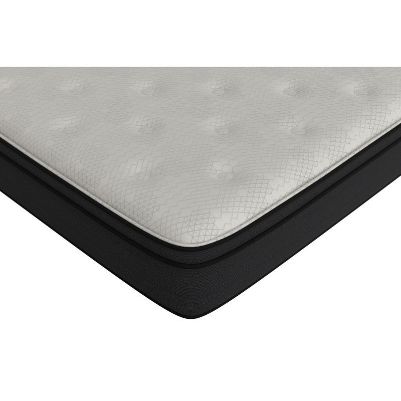 Matelas simple 12 po Euro - mousse à mémoire de forme, confort ferme, blanc + noir, grand lit dans une boîte et rembourré, dans la boîte