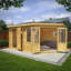 Mercia 16ft x 10ft Corner Lodge Plus Log Cabin With Side Shed-971688796