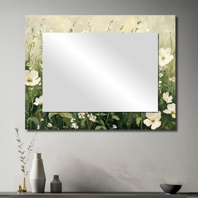 Fleurs blanches blanches au printemps Bloom II - Art mural miroir fleurs sauvages - imprimé sur métal