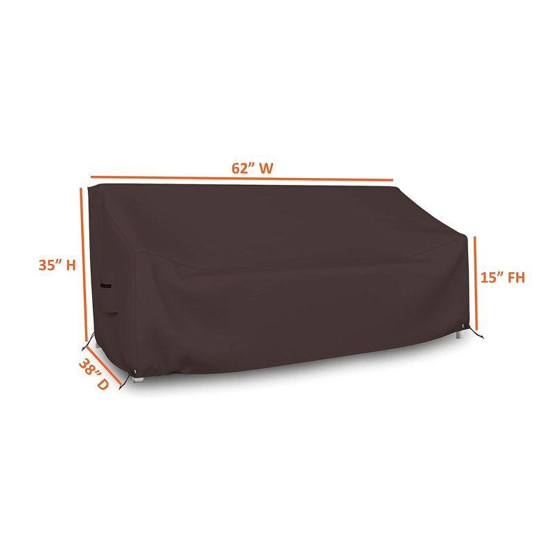 HeavyDuty Multipurpose Waterproof Outdoor Bench Cover, Patio Lounge 3-Seat Deep Bench Cover, 35" H x 62" W x 38" D, Coffee