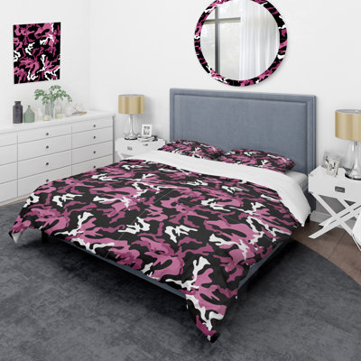 Camouflage mauve tendance - ensemble de housse de couette abstrait - microfibre de polyester