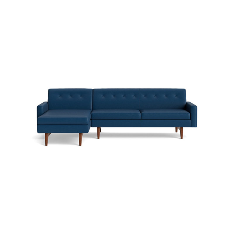 Tyler Chaise Sectional, Left Hand Facing, Leather - Deep Blue