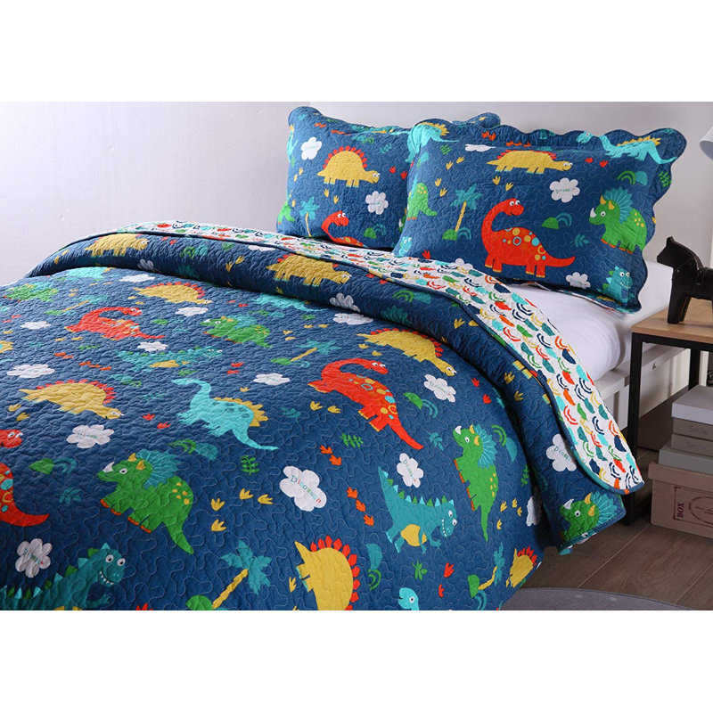 P-kl1804 Dinosaur Quilt Cotton Abstract Quilt, Full Quilt + 2 Shams