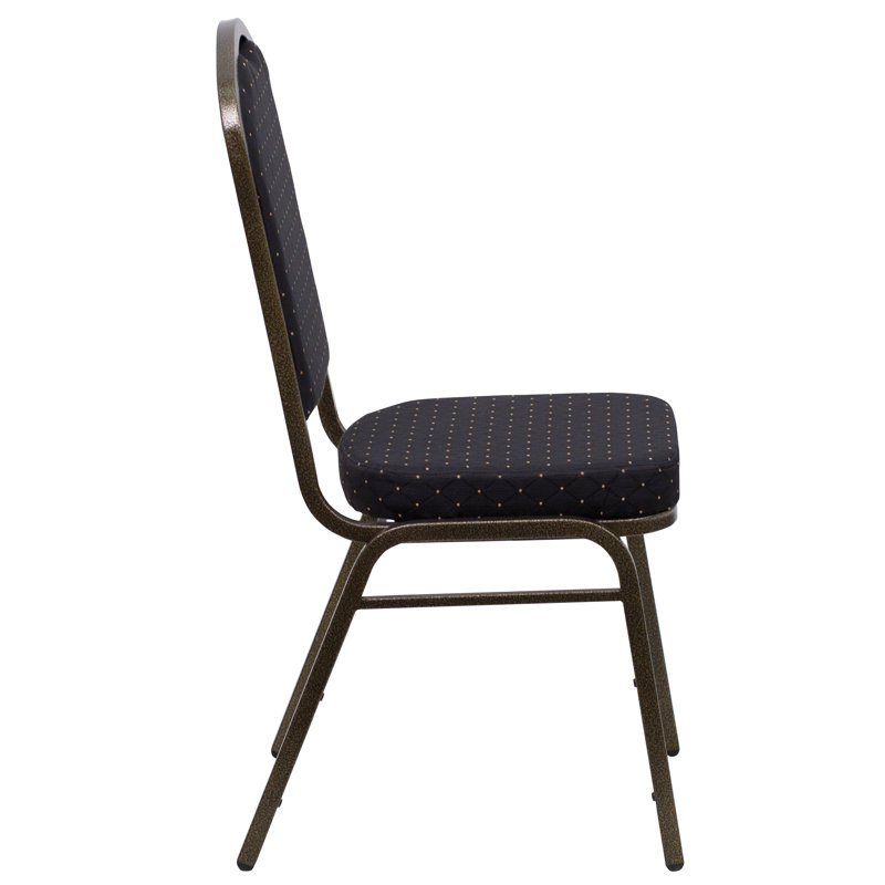 Chaise de banquet empilable Oliverson, Tissu à motifs noir, Cadre noir, 4