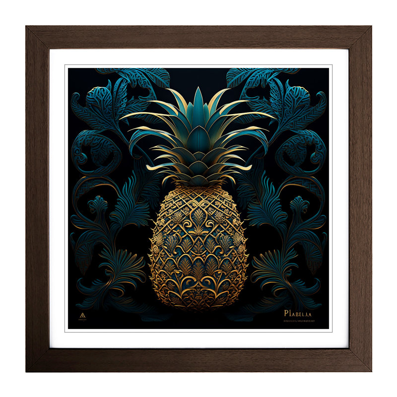 Pineapple Paisley - Framed Print, Walnut