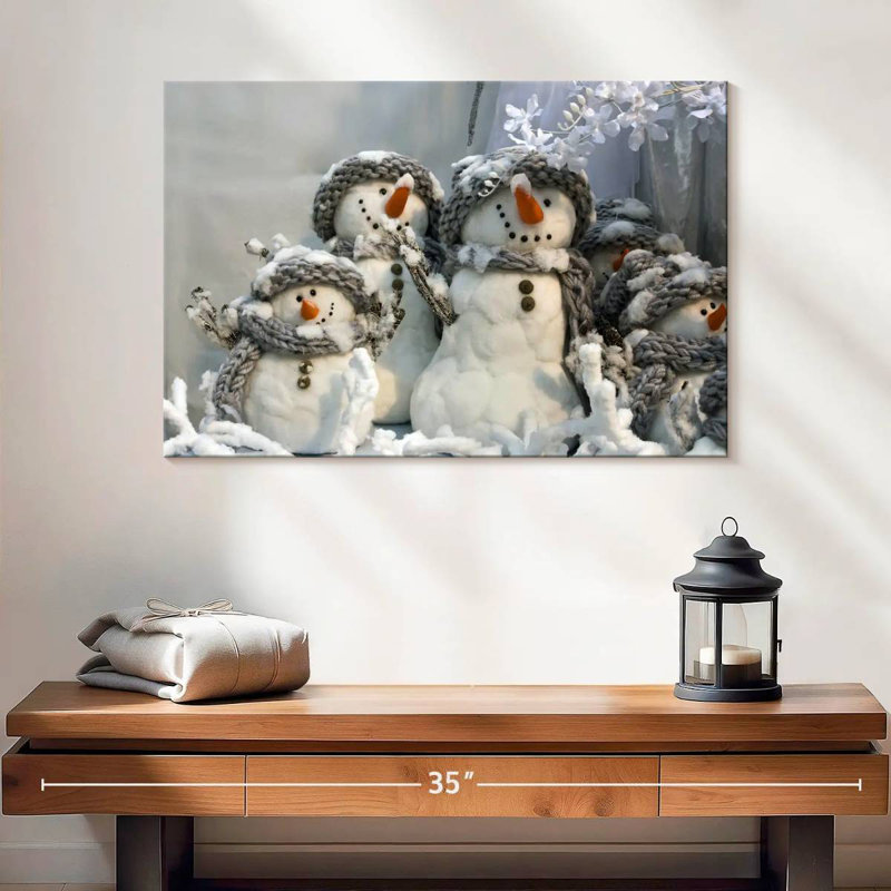 Famille de bonshommes de neige, H 30 po x l 45 po
