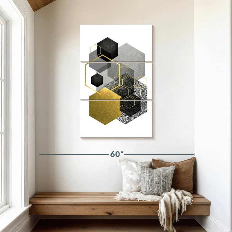 Avery Black Grey Gold Geo I, 45" H x 28" W