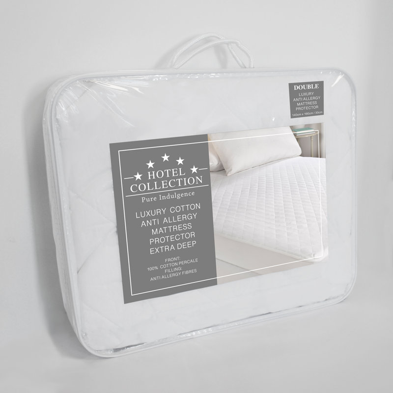 Hotel Fitted Mattress Protector Mattress Protector Case Pack, Double (4'6)