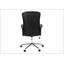Fauteuil de bureau pivotant ergonomique moderne, réglable en hauteur et avec accoudoirs, aspect cuir noir, piètement en métal chromé
