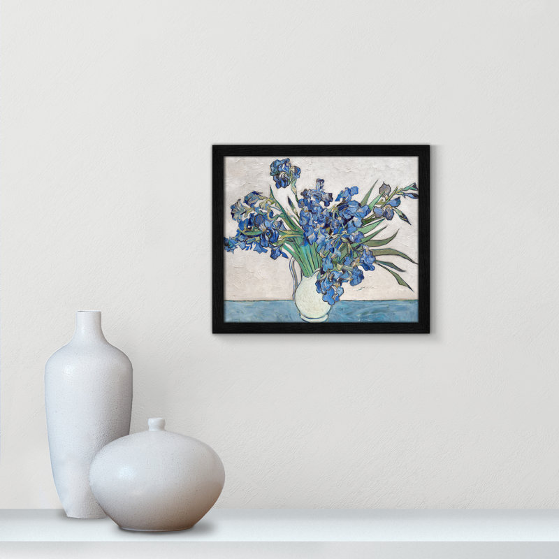 Imprimé iris bleu par Vincent Van Gogh, H 15 po x l 13 po, Cadre noir mince, Pas de tapis