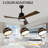 42-Inch Ceiling Fan With Light, Solid Wood Blades, 2 Downrods For Sloped Ceiling ≤15°, Quiet Reversible Dc Motor, App & Remote Control, 6 Speeds, Timer, Dimmable Full-Spectrum Led, For Bedroom