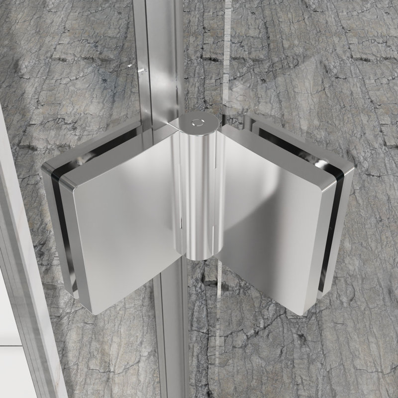 Ivy 32''W X 72''H Bi-Fold Semi-Frameless Shower Door with 1/4'' Clear Tempered Glass, Chrome