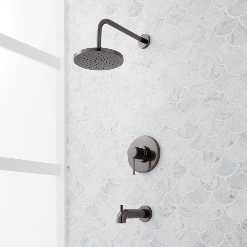 Lexia Pressure Balance Tub And Shower Set, Gunmetal