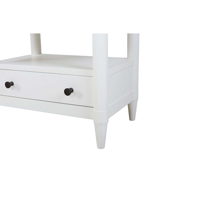 Table de chevet ouverte avec 2 tiroirs, Blanc