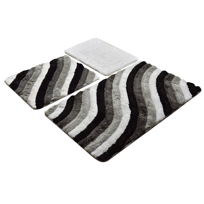 Ensemble de tapis de bain luxueux en acrylique (3 pièces), antibactérien antidérapant | Comprend 15,7 x 23,6 po, 19,7 x 23,6 po, 23,6 x 39,4 po | 100% acrylique, hauteur des poils: 0,7 à 1,2 po | Lavable à la machine, doux et confortable pour votre salle de bain