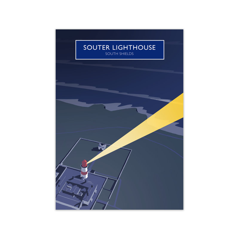 Souter Lighthouse At Night by Richard O'Neill - Print, 42cm H x 29.7cm W x 3cm D, Unframed