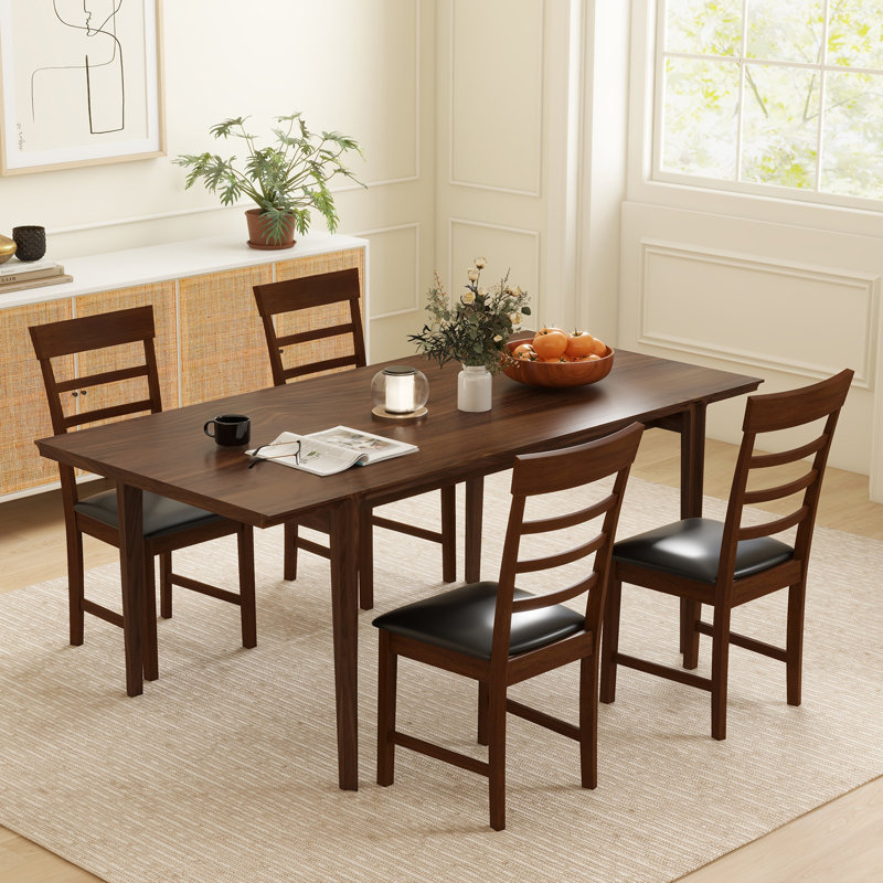  Ensemble de chaises de cuisine en bois rembourrées en cuir avec siège rembourré, 2