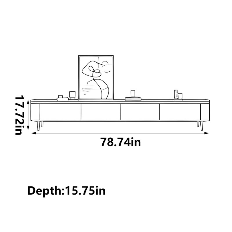 Meuble télé de luxe noir clair, 78.74"