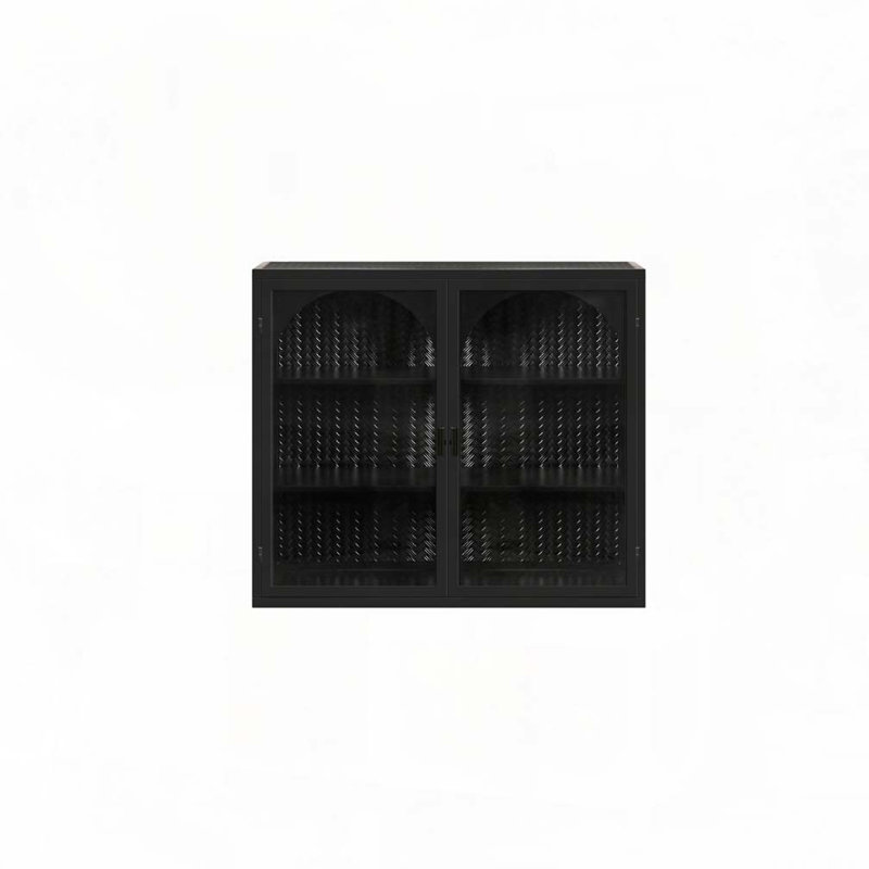 Buffet 27,56 "avec portes vitrées, Noir