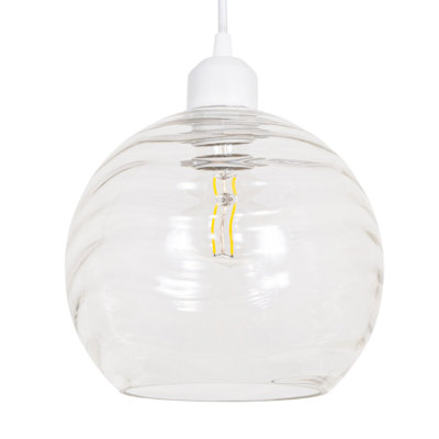 Modern Designer Circular Ribbed Glass Non Electric Pendant Lamp Shade