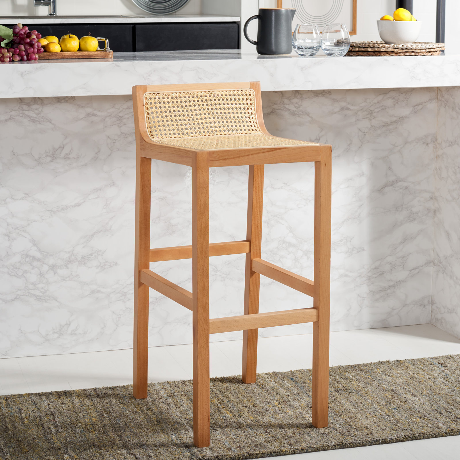 McCarthy Bar Stool, Natural, Counter Stool(25.59” Seat Height)