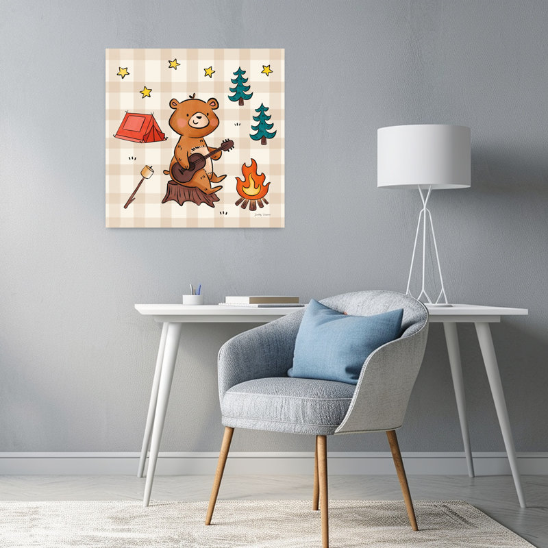 Ours de camping contemporains avec art ours, H 24 po x l 24 po