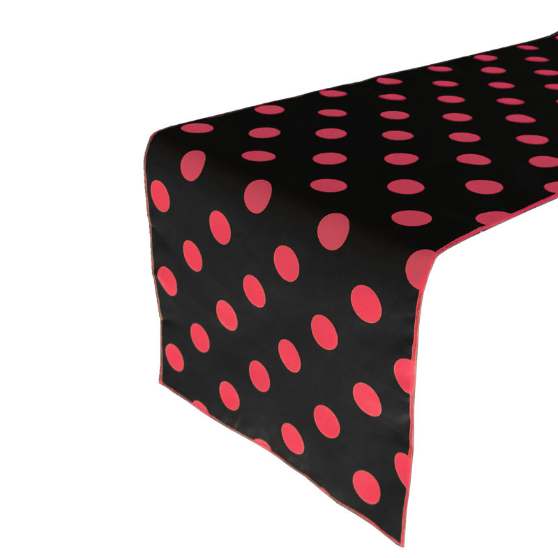 Polka Dots Print Table Runner, 120" L x 12" W, Red/Black
