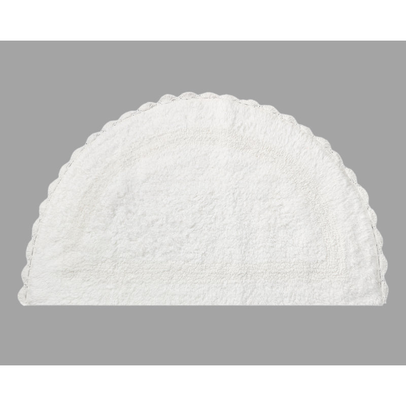 Tapis de bain demi-cercle en dentelle crochetée, Blanc
