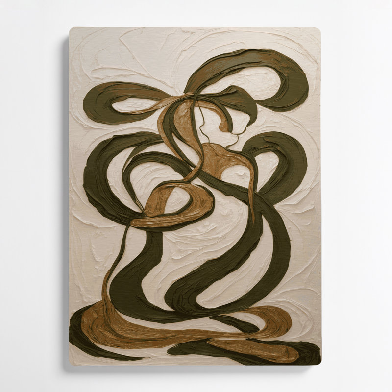 Art mural abstrait en métal beige 47, H 11 po x l 14 po