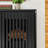 Fluted Hollowed Out Westover Cabinet with 2 Outlet Holes, Buffet Cabinet with Storage, Black-1301184402