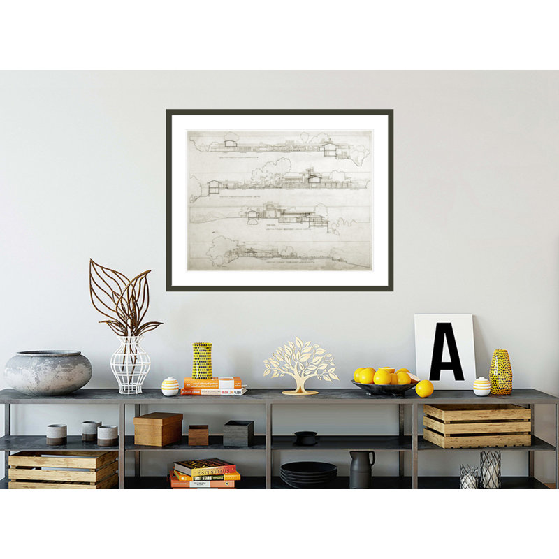 Frank Lloyd Wright Home & amp; «Studio Taliesin II Spring Green WI» par Frank Lloyd Wright, impression giclée encadrée