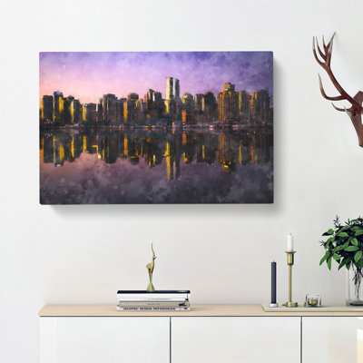 Sketch Of The Vancouver Skyline Painting - Wrapped Canvas
